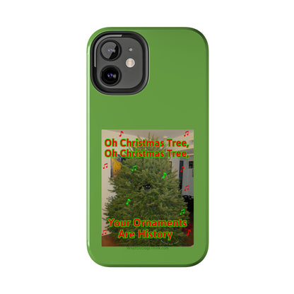 Christmas Tree Cat Green  Tough Phone Cases