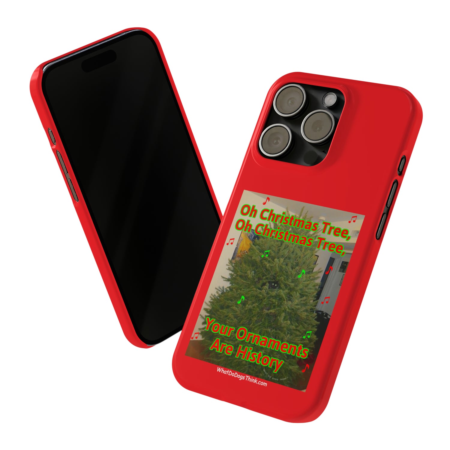 Christmas Tree Cat      Red Slim Phone Case