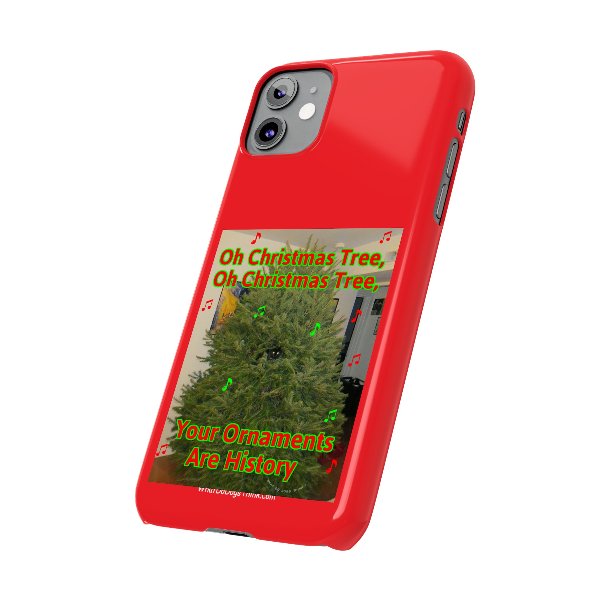 Christmas Tree Cat      Red Slim Phone Case