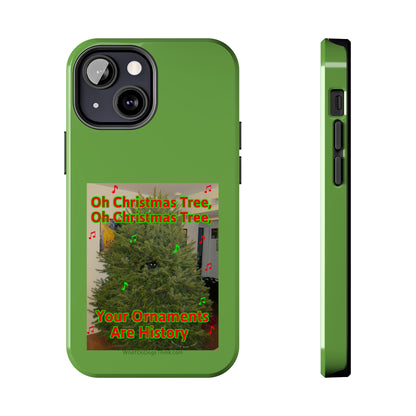 Christmas Tree Cat Green  Tough Phone Cases