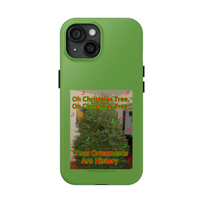 Christmas Tree Cat Green  Tough Phone Cases