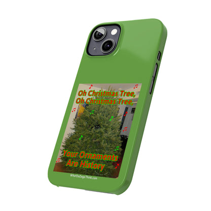 Christmas Tree Cat      Green Slim Phone Case