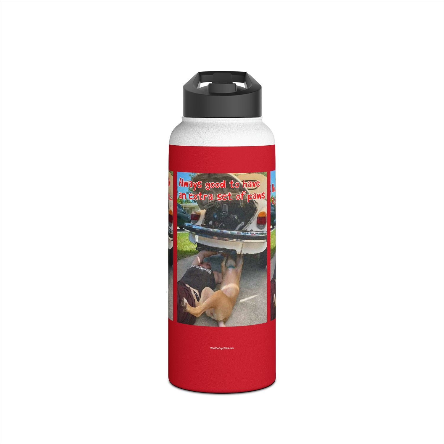 VW Helper   Red Stainless Steel Water Bottle, Standard Lid