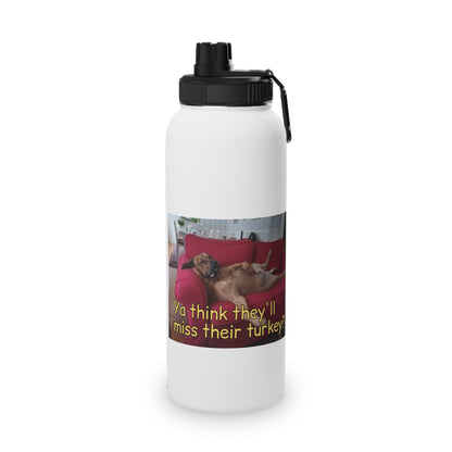 Stuffed Dog  Stainless Steel Water Bottle, Sports Lid