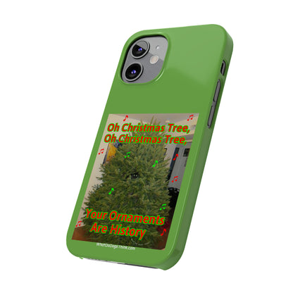 Christmas Tree Cat      Green Slim Phone Case