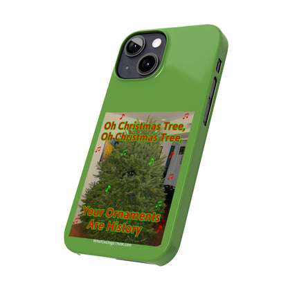 Christmas Tree Cat      Green Slim Phone Case