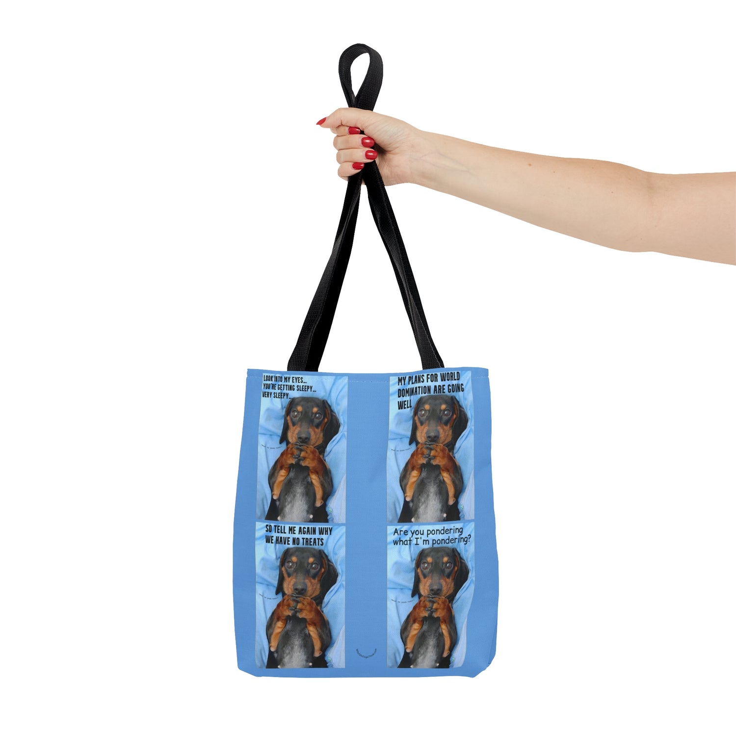 Devious Dachshund  Blue Tote Bag