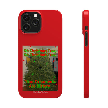 Christmas Tree Cat      Red Slim Phone Case