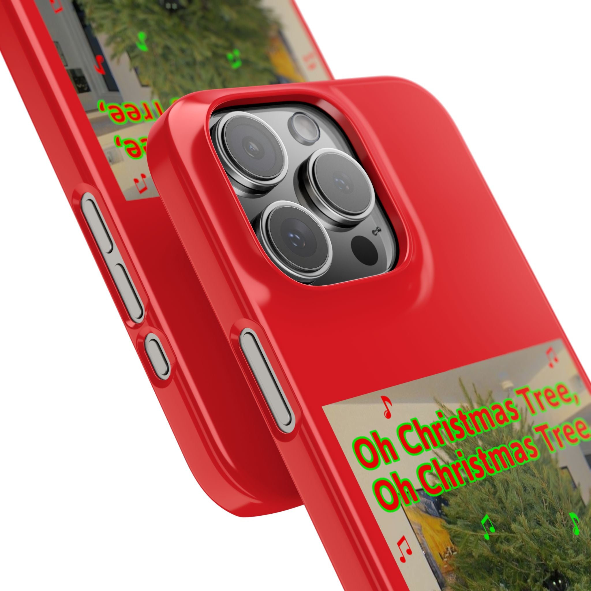 Christmas Tree Cat      Red Slim Phone Case