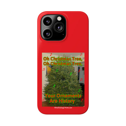 Christmas Tree Cat      Red Slim Phone Case