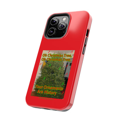 Christmas Tree Cat Red  Tough Phone Cases