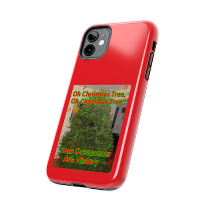 Christmas Tree Cat Red  Tough Phone Cases