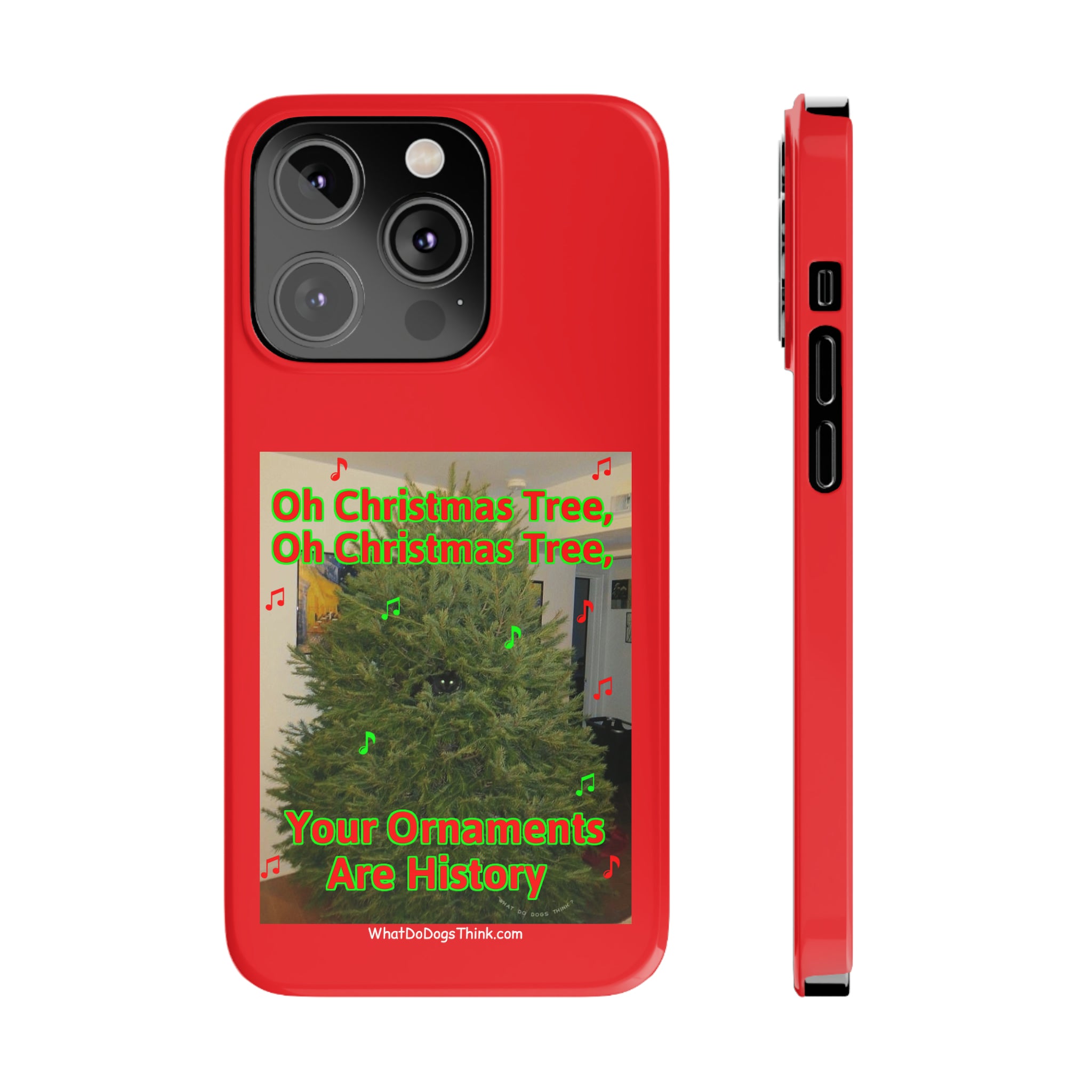 Christmas Tree Cat      Red Slim Phone Case