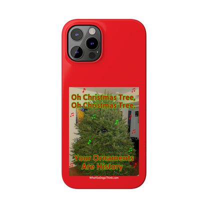 Christmas Tree Cat      Red Slim Phone Case