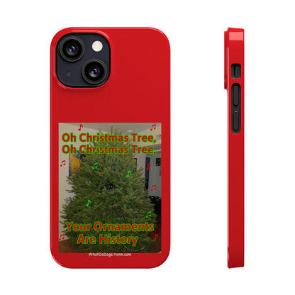 Christmas Tree Cat      Red Slim Phone Case