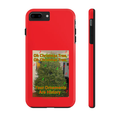 Christmas Tree Cat Red  Tough Phone Cases