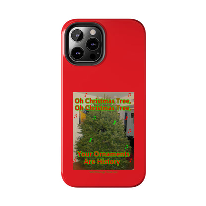 Christmas Tree Cat Red  Tough Phone Cases