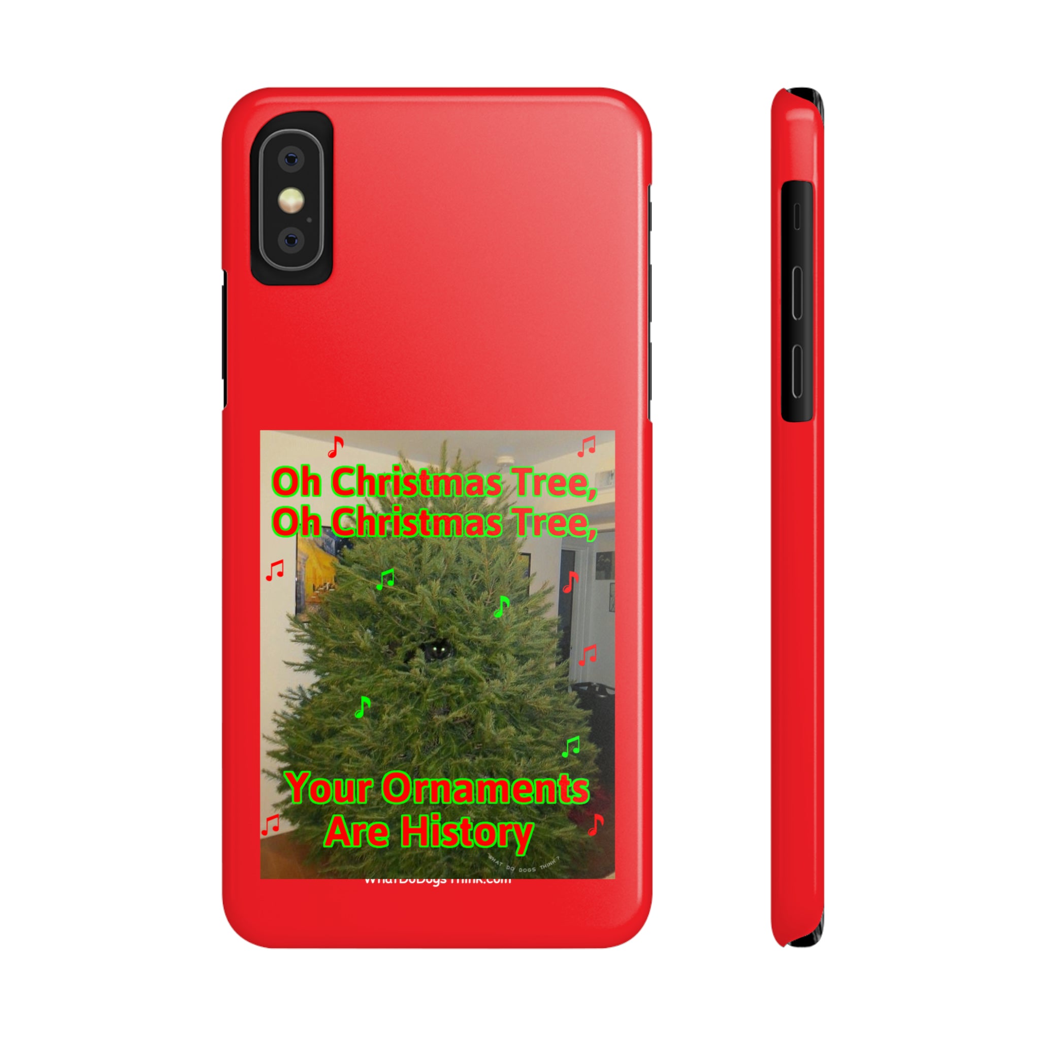 Christmas Tree Cat      Red Slim Phone Case