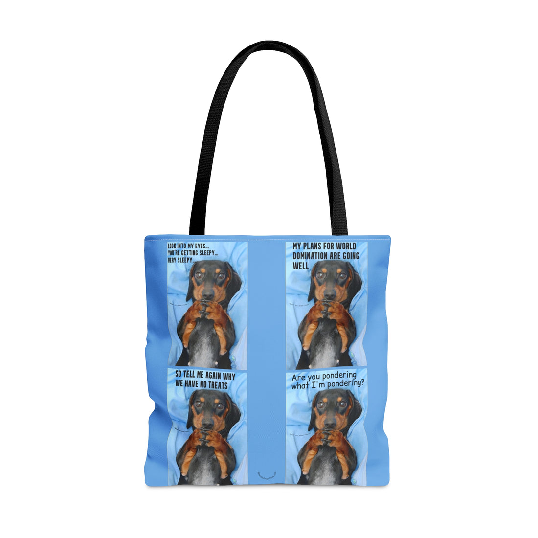 Devious Dachshund Blue Tote Bag