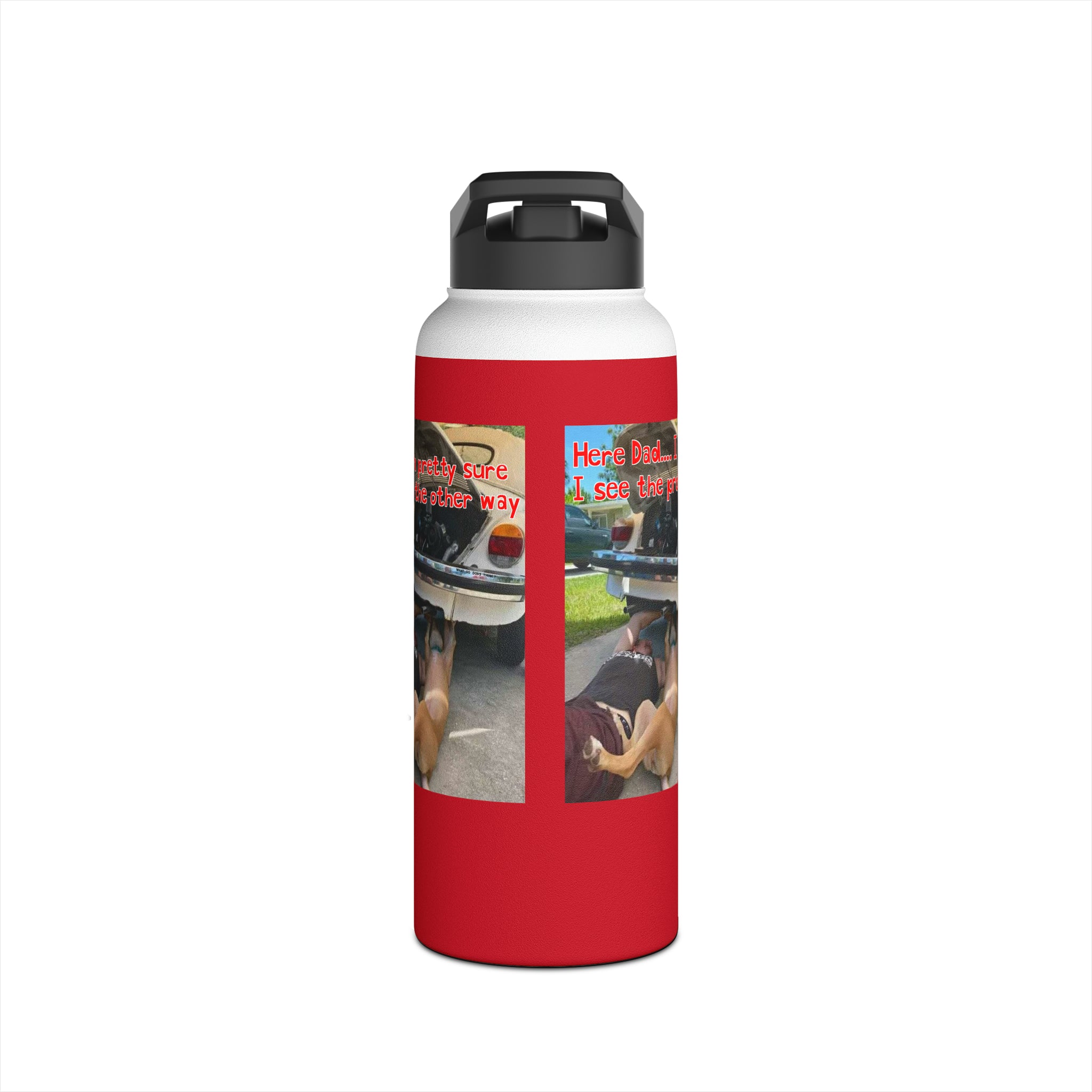 VW Helper   Red Stainless Steel Water Bottle, Standard Lid