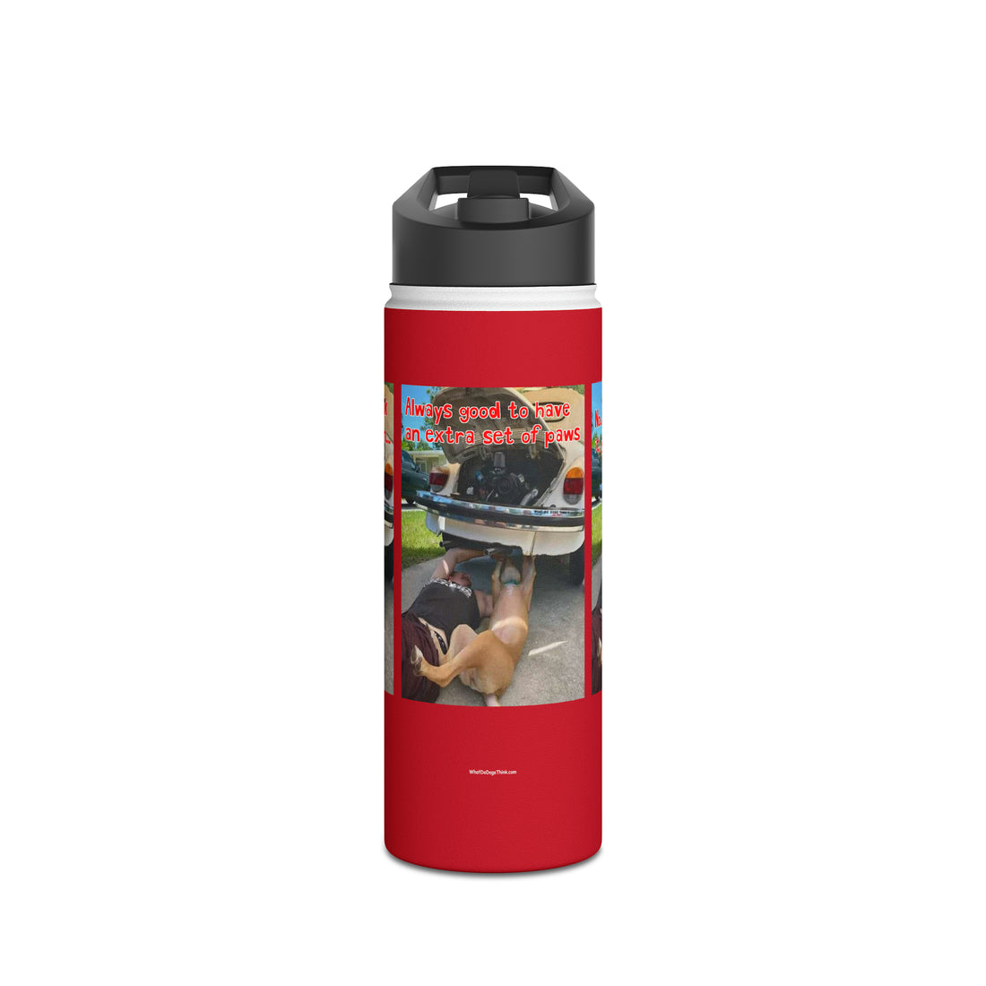 VW Helper   Red Stainless Steel Water Bottle, Standard Lid