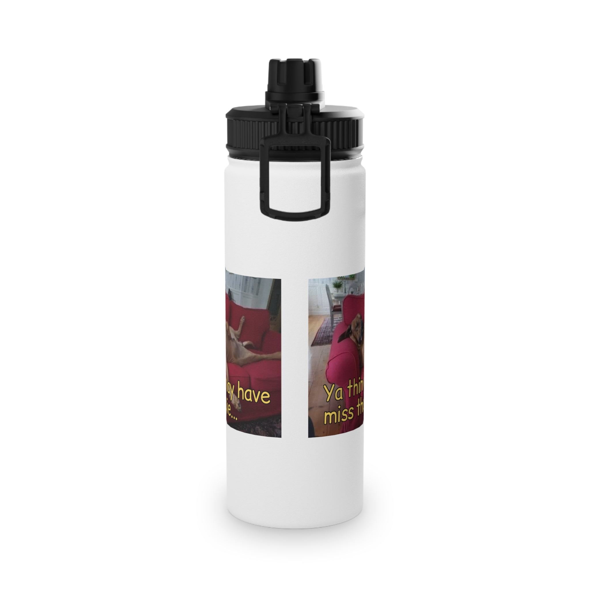 Stuffed Dog  Stainless Steel Water Bottle, Sports Lid