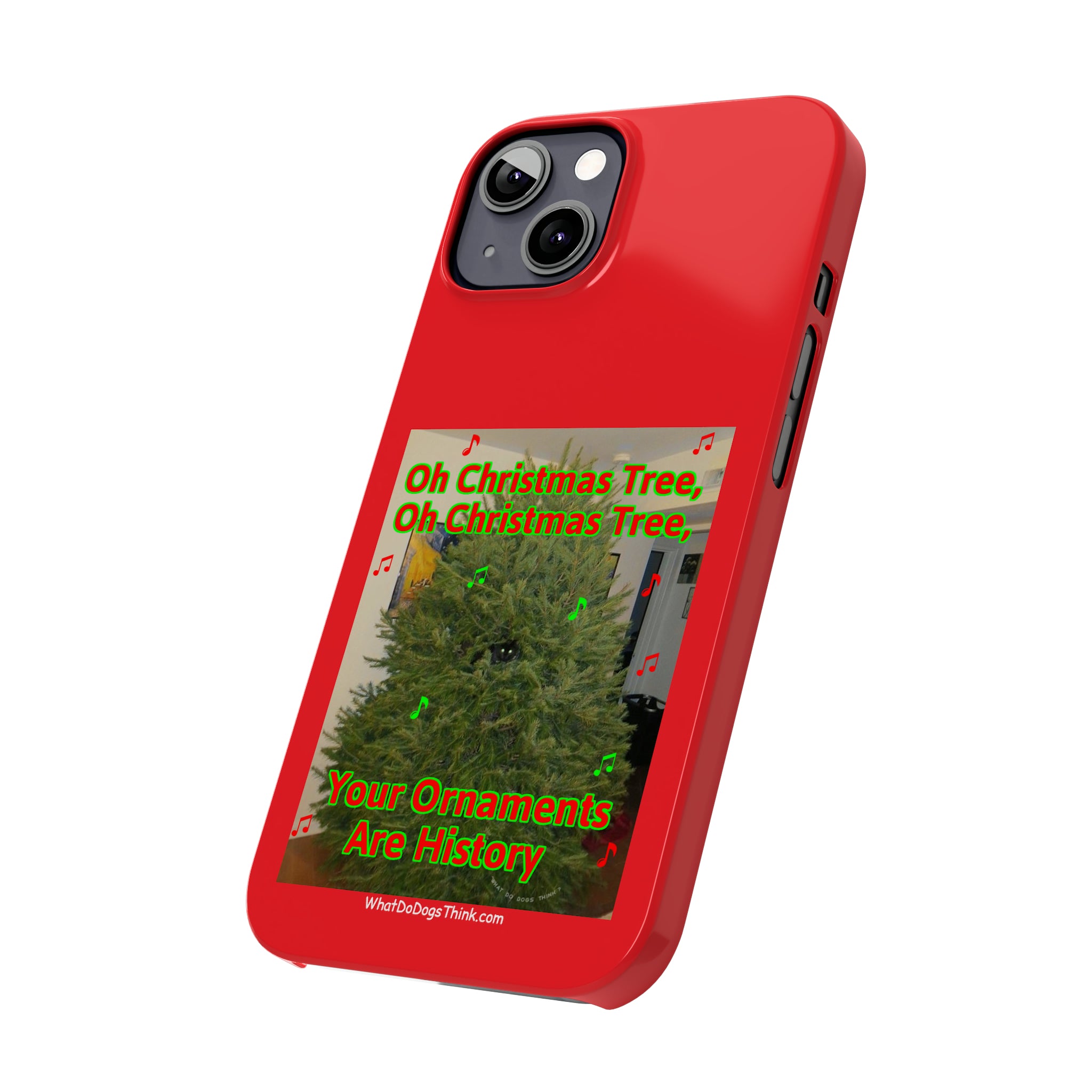 Christmas Tree Cat      Red Slim Phone Case