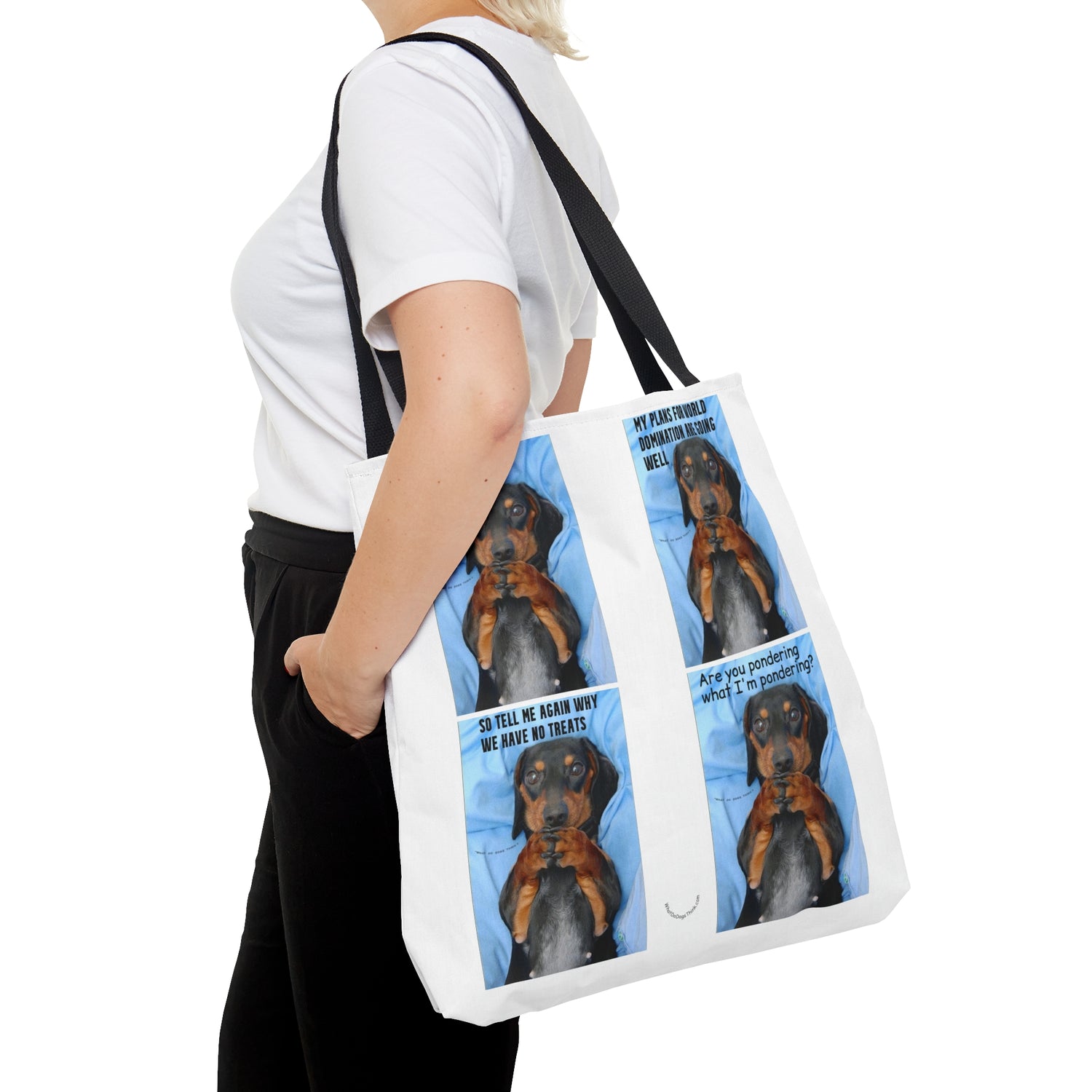 Devious Dachshund  White Premium Tote Bag