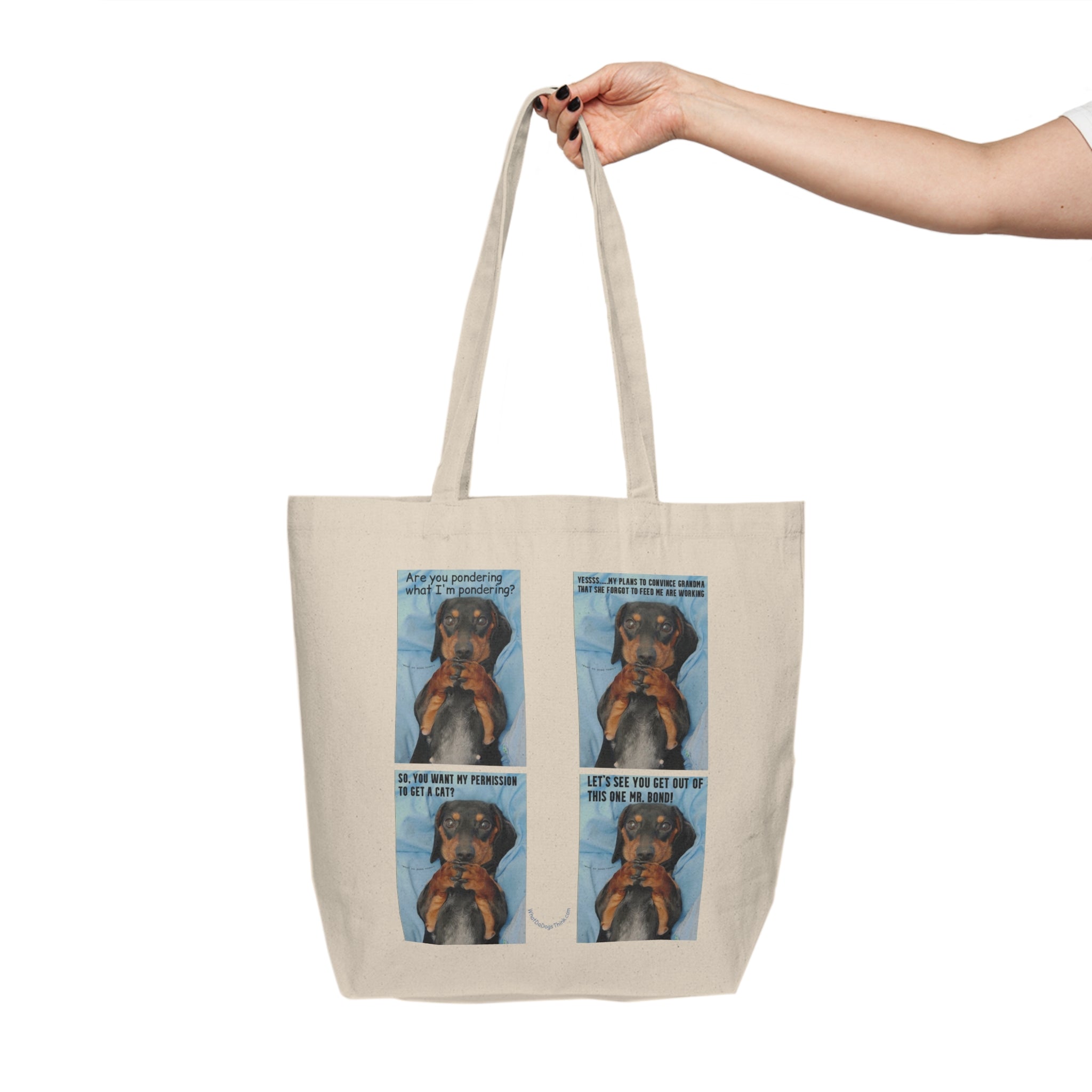 Devious Dachshund   Canvas Shopping Tote