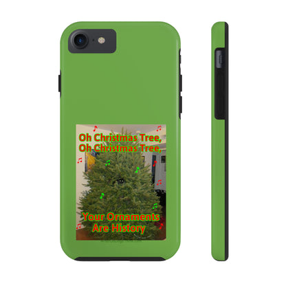 Christmas Tree Cat Green  Tough Phone Cases