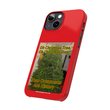 Christmas Tree Cat      Red Slim Phone Case