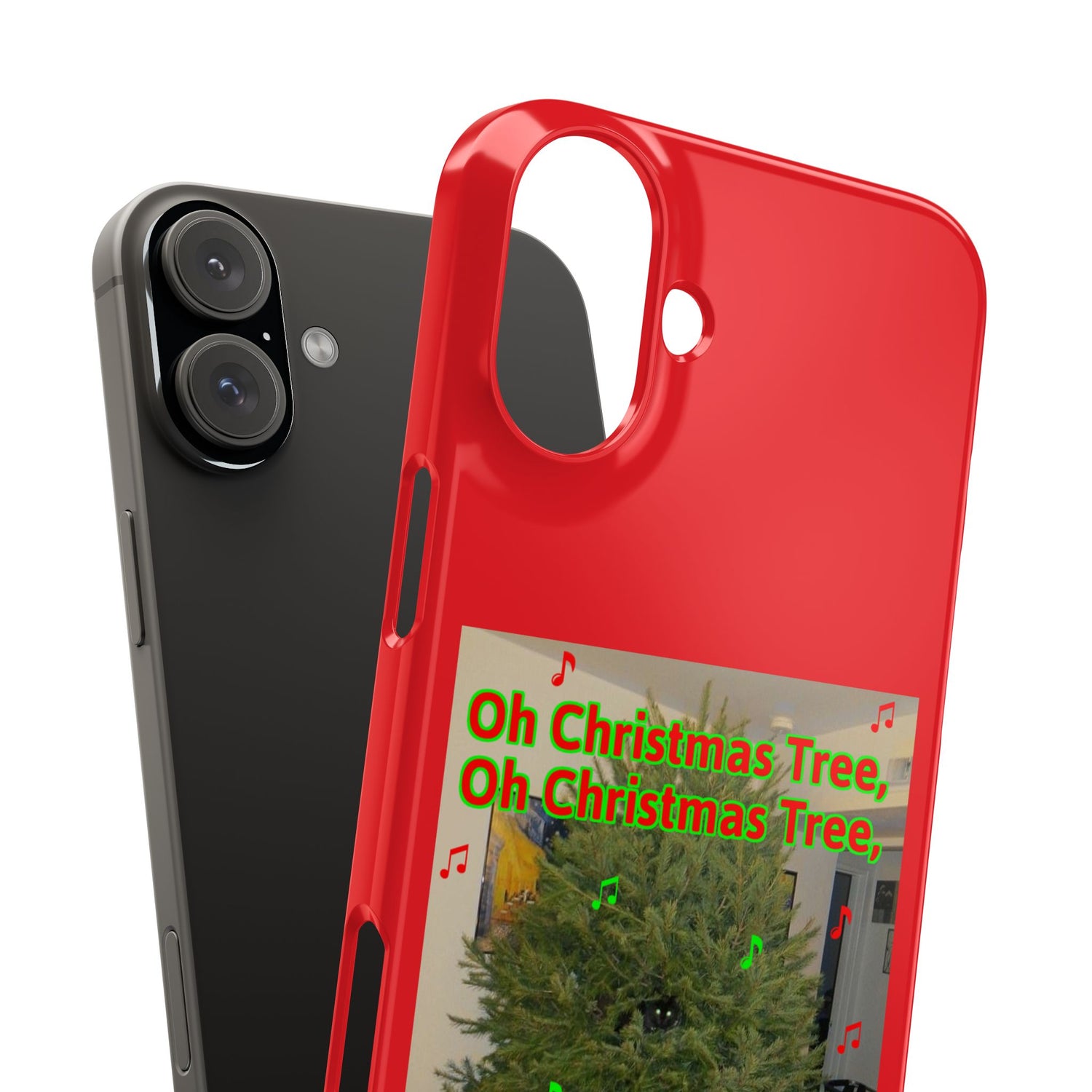 Christmas Tree Cat      Red Slim Phone Case