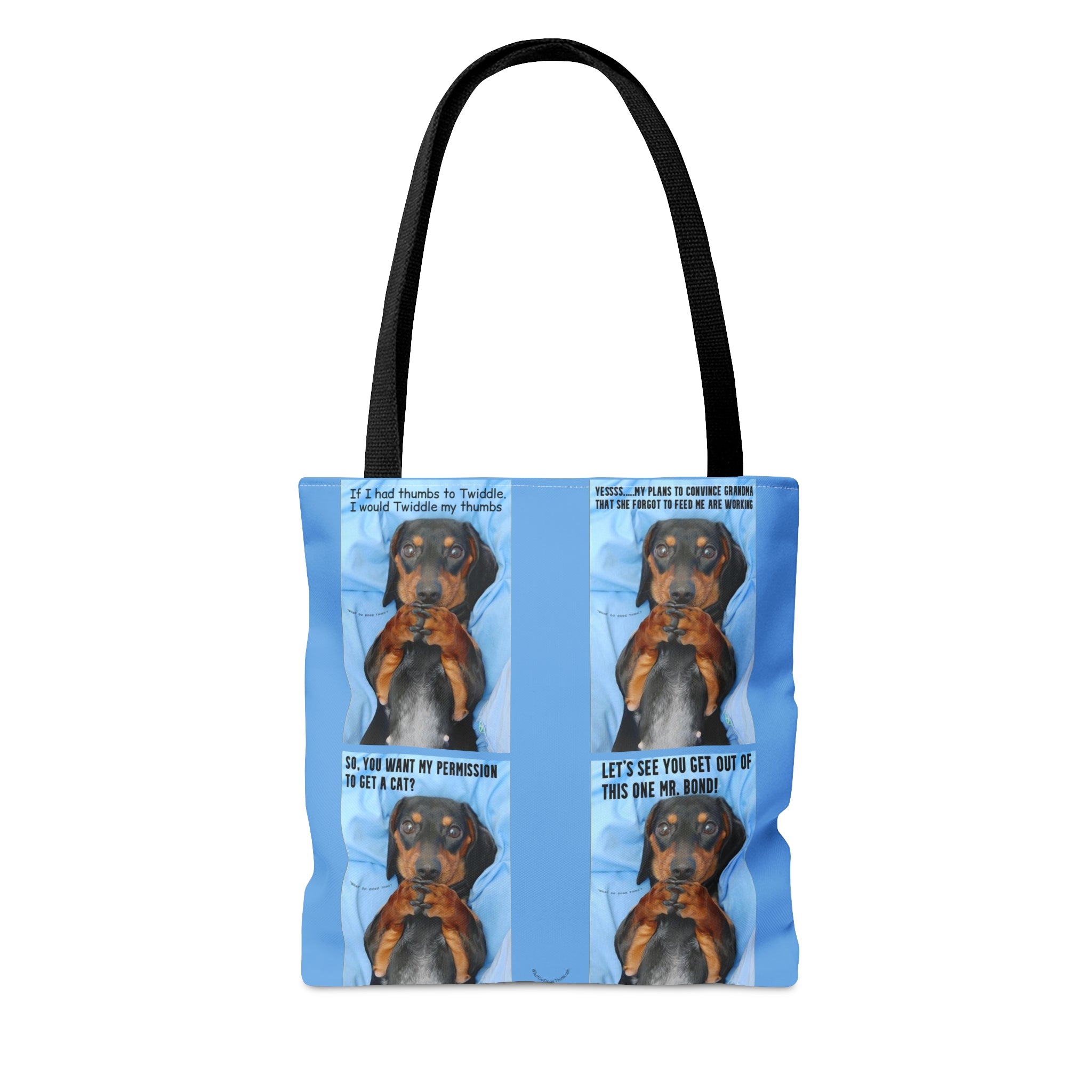 Devious Dachshund  Blue Tote Bag