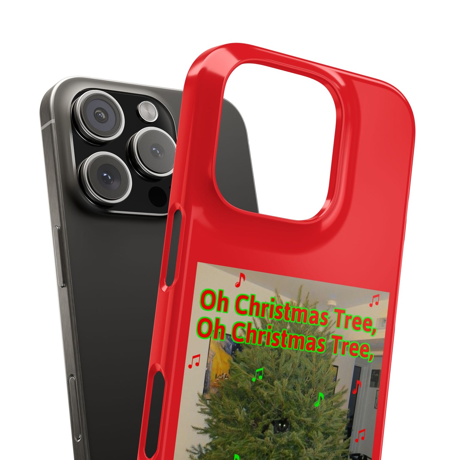 Christmas Tree Cat      Red Slim Phone Case