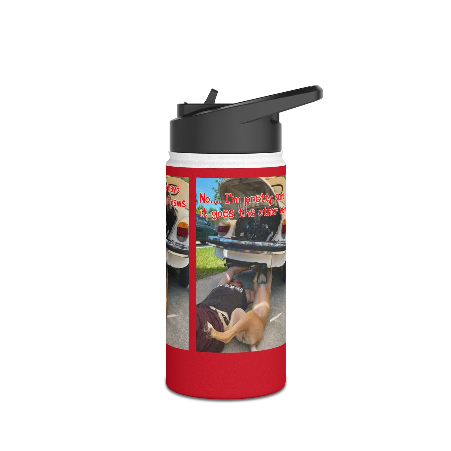 VW Helper   Red Stainless Steel Water Bottle, Standard Lid