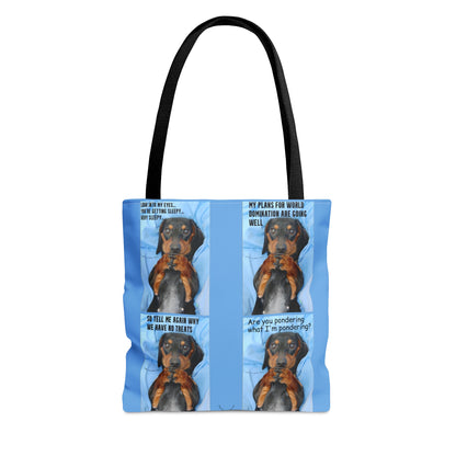 Devious Dachshund  Blue Tote Bag