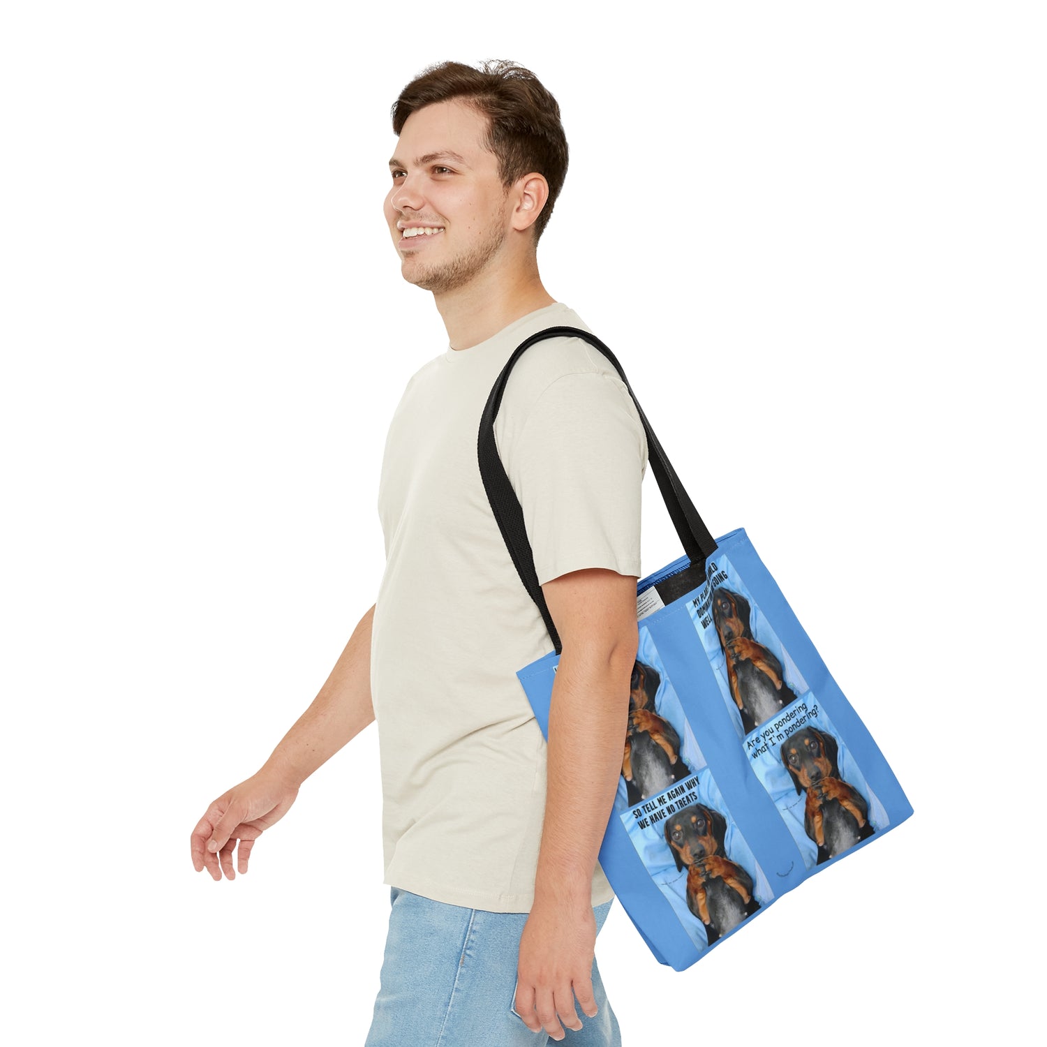 Devious Dachshund  Blue Tote Bag