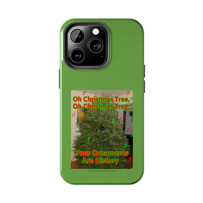 Christmas Tree Cat Green  Tough Phone Cases