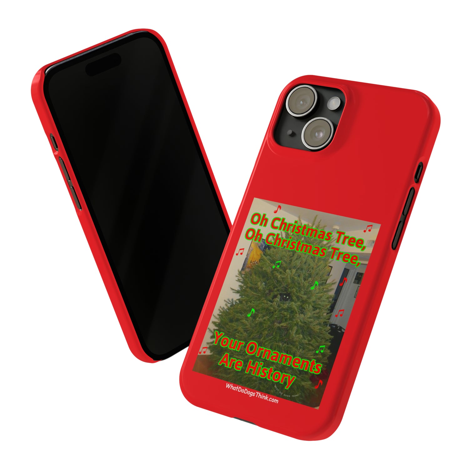 Christmas Tree Cat      Red Slim Phone Case