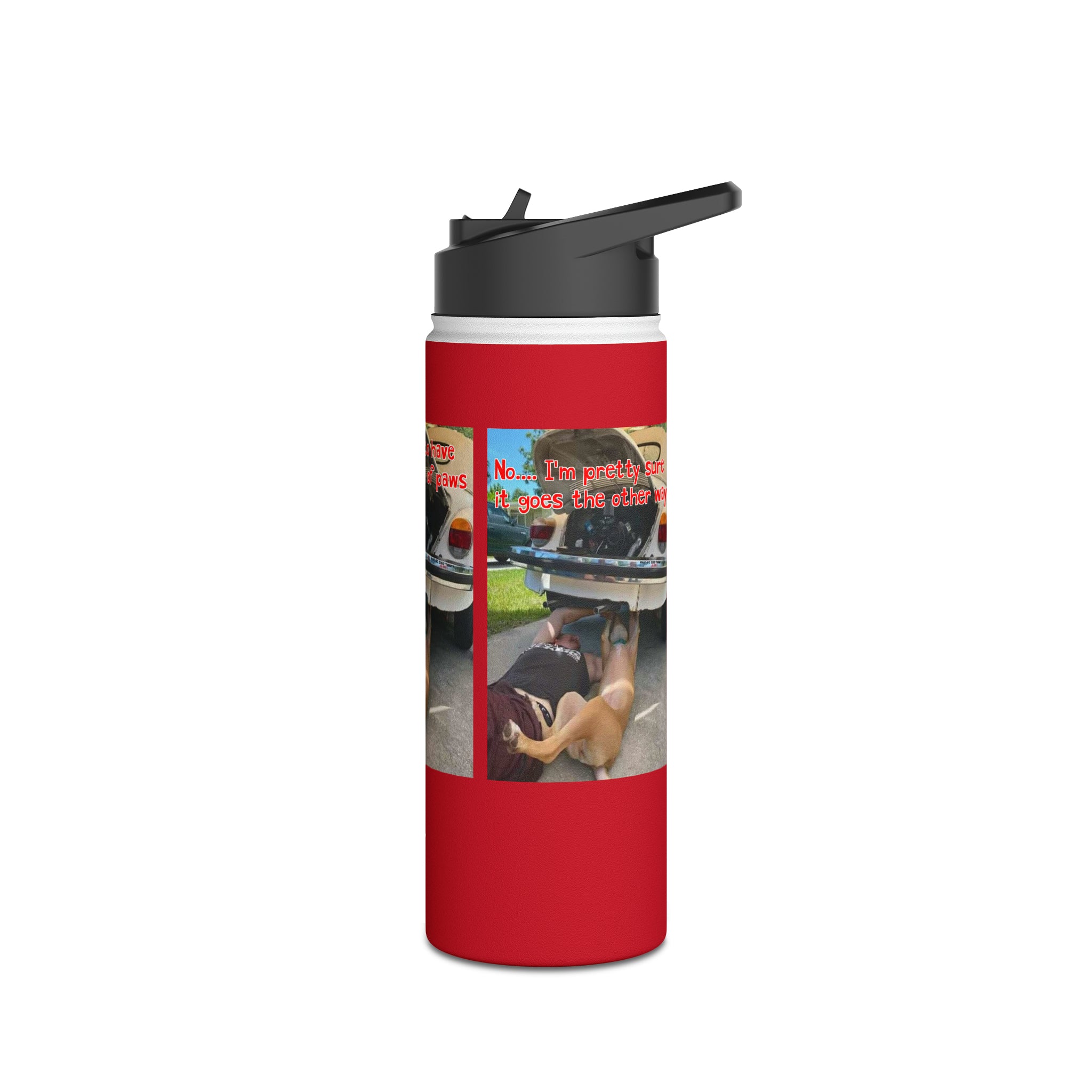 VW Helper   Red Stainless Steel Water Bottle, Standard Lid