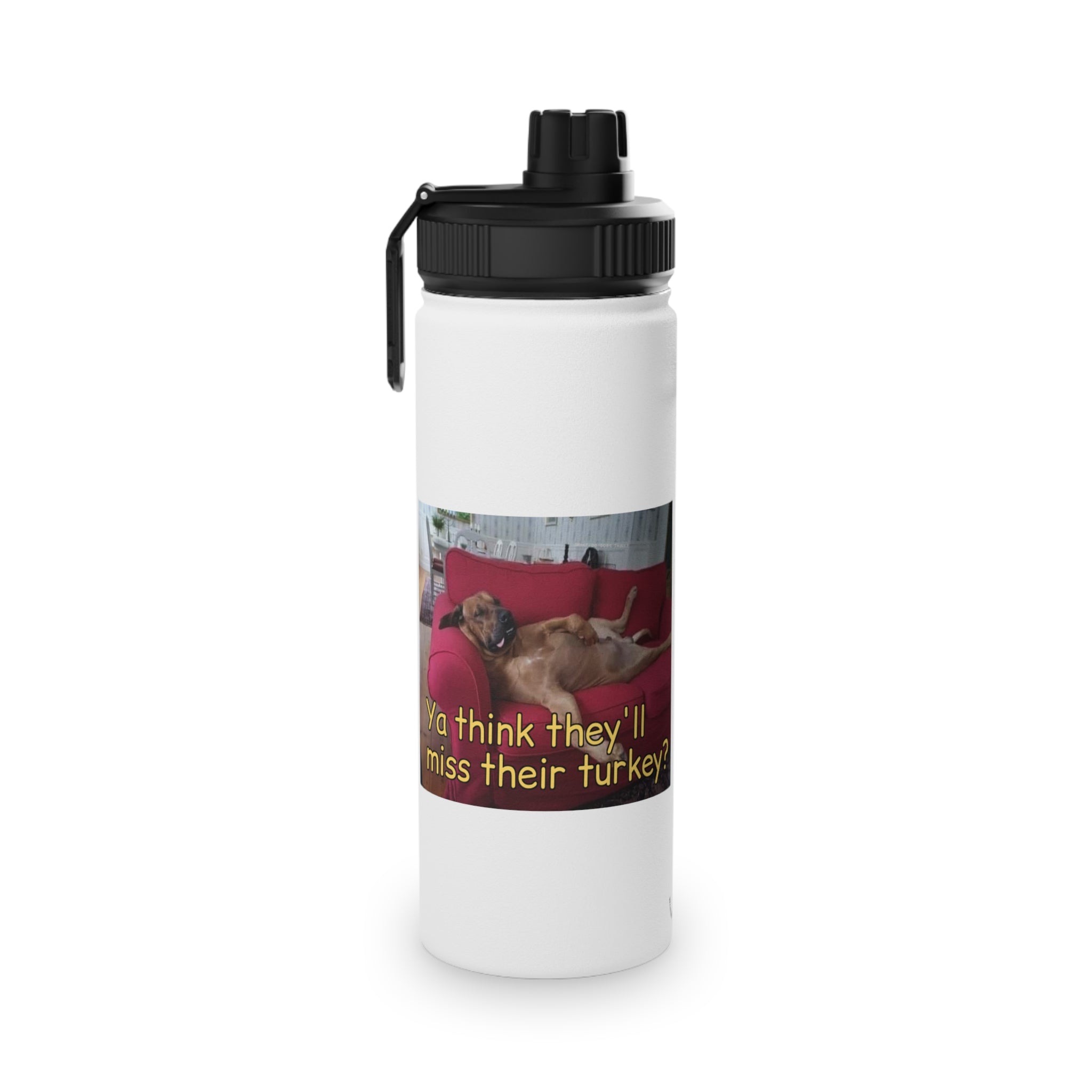Stuffed Dog  Stainless Steel Water Bottle, Sports Lid