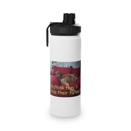 Stuffed Dog  Stainless Steel Water Bottle, Sports Lid