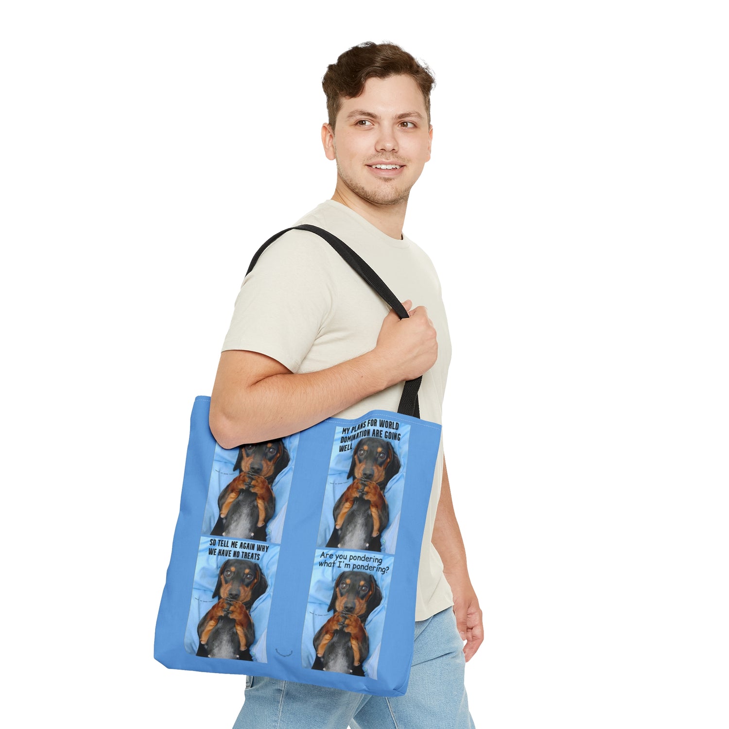 Devious Dachshund  Blue Tote Bag