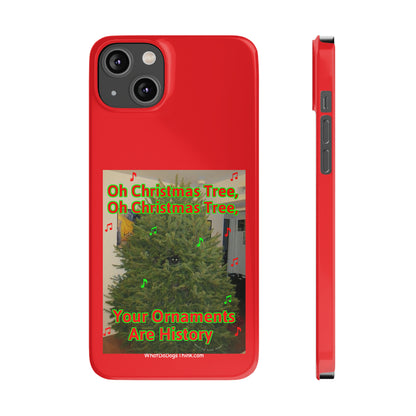 Christmas Tree Cat      Red Slim Phone Case