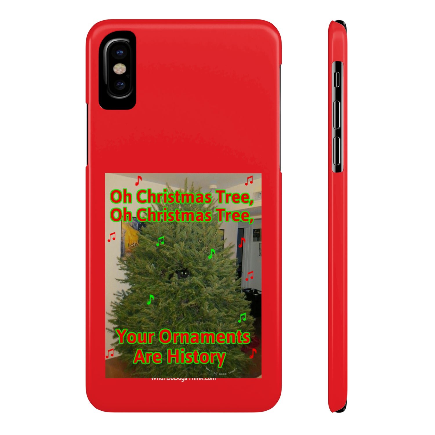 Christmas Tree Cat      Red Slim Phone Case