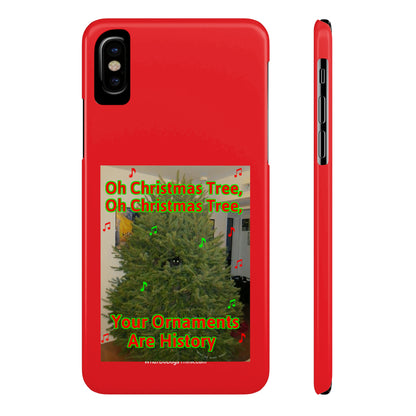 Christmas Tree Cat      Red Slim Phone Case