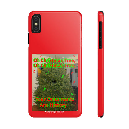 Christmas Tree Cat      Red Slim Phone Case