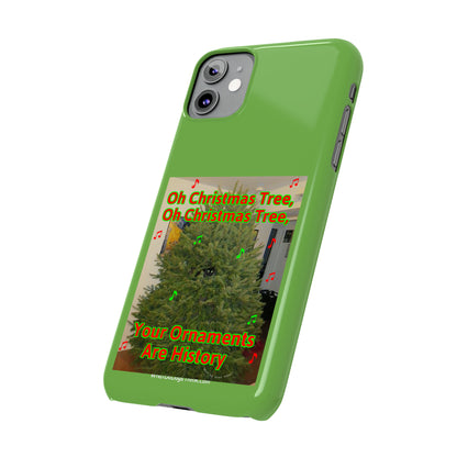 Christmas Tree Cat      Green Slim Phone Case