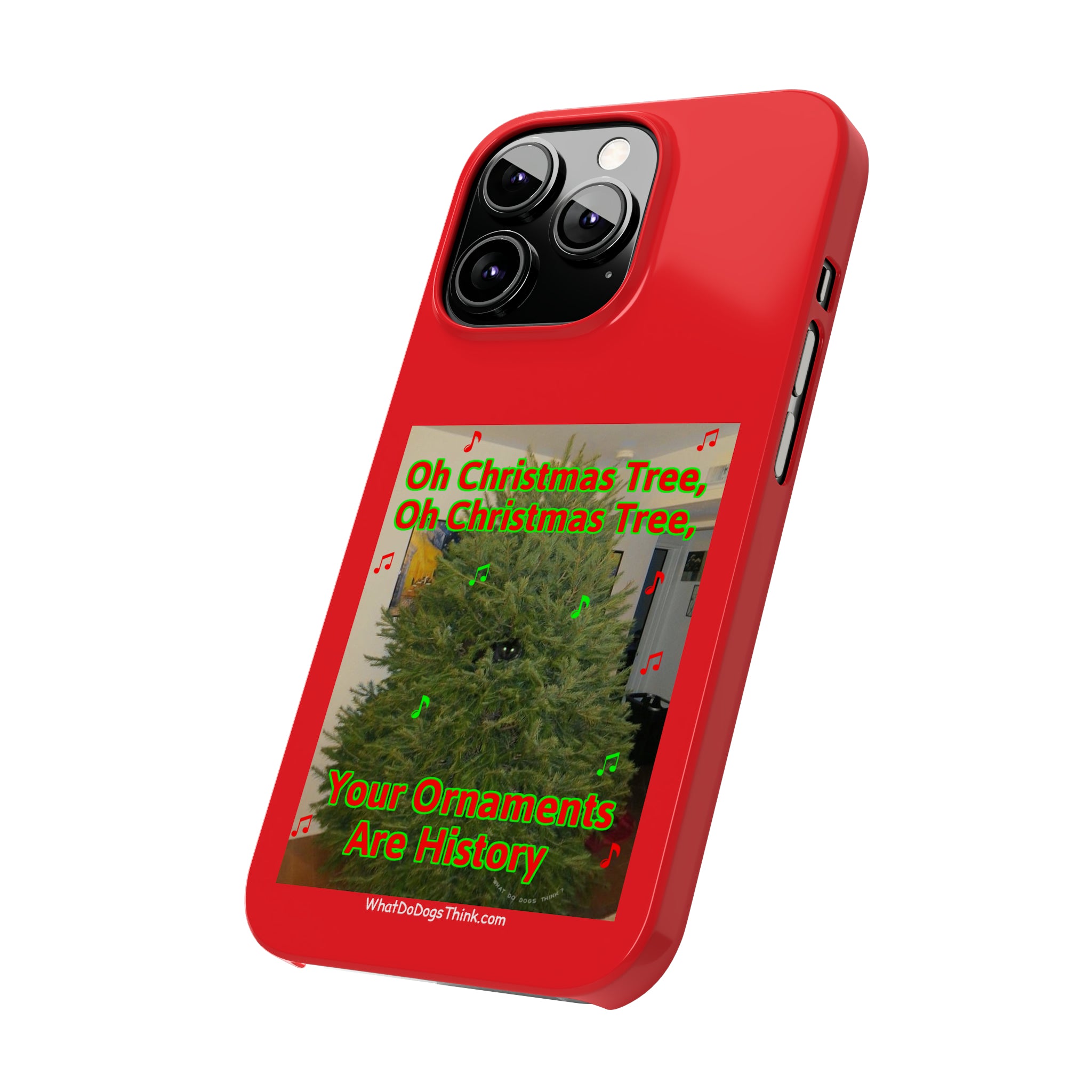 Christmas Tree Cat      Red Slim Phone Case