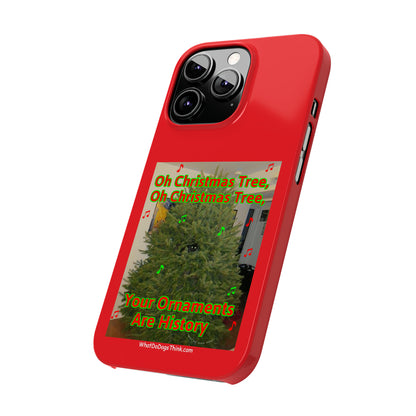 Christmas Tree Cat      Red Slim Phone Case